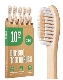 VIVAGO bamboo toothbrushes, 10 pack