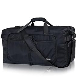 Packable black duffle bag